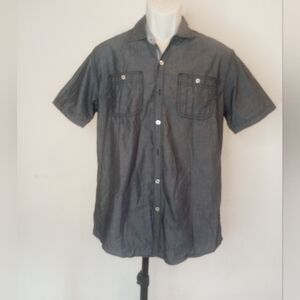 MB Michael Brandon Gray Short Sleeve Button-Up Shirt Sz  S-CH